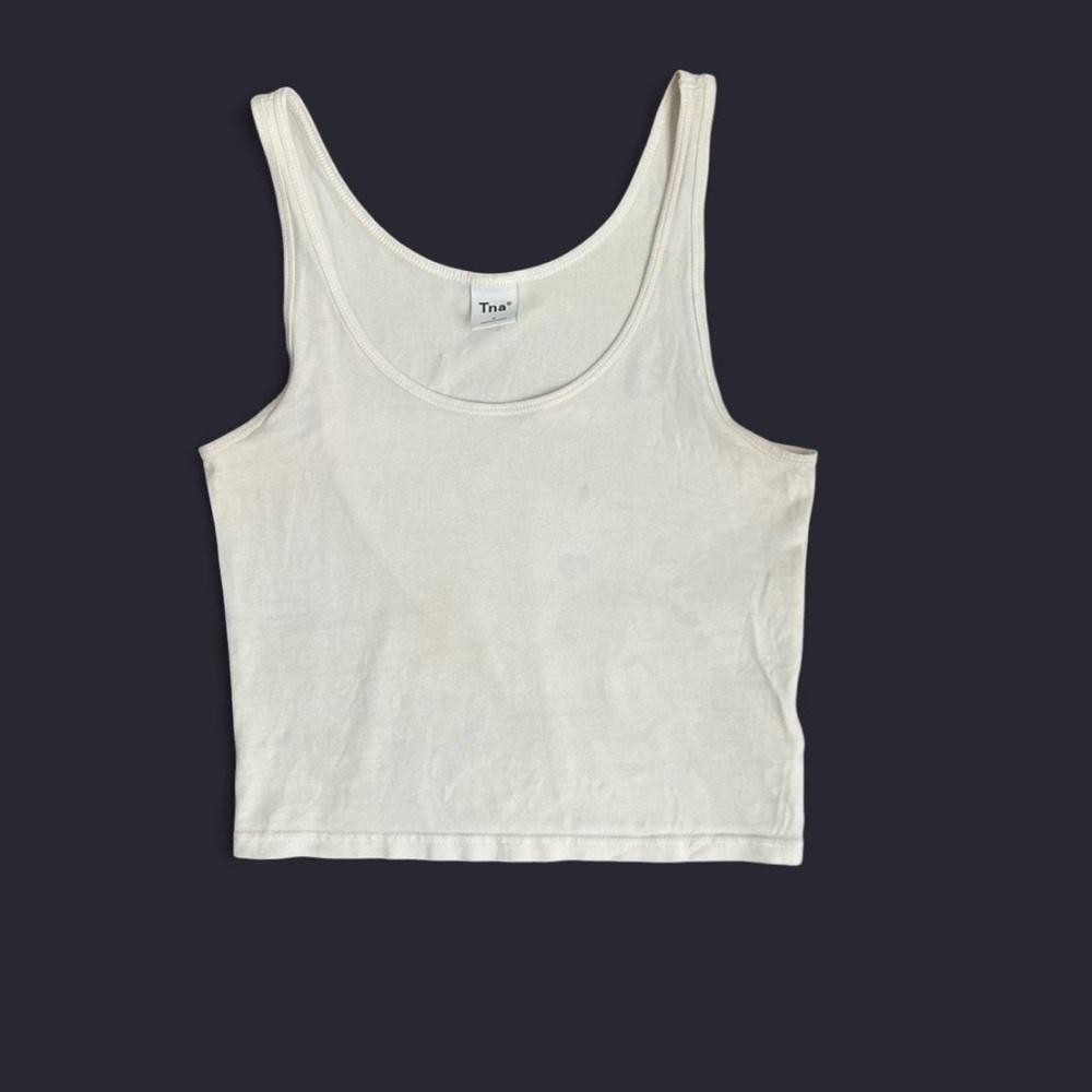 TNA White Ribbed Scoop Neck Tank